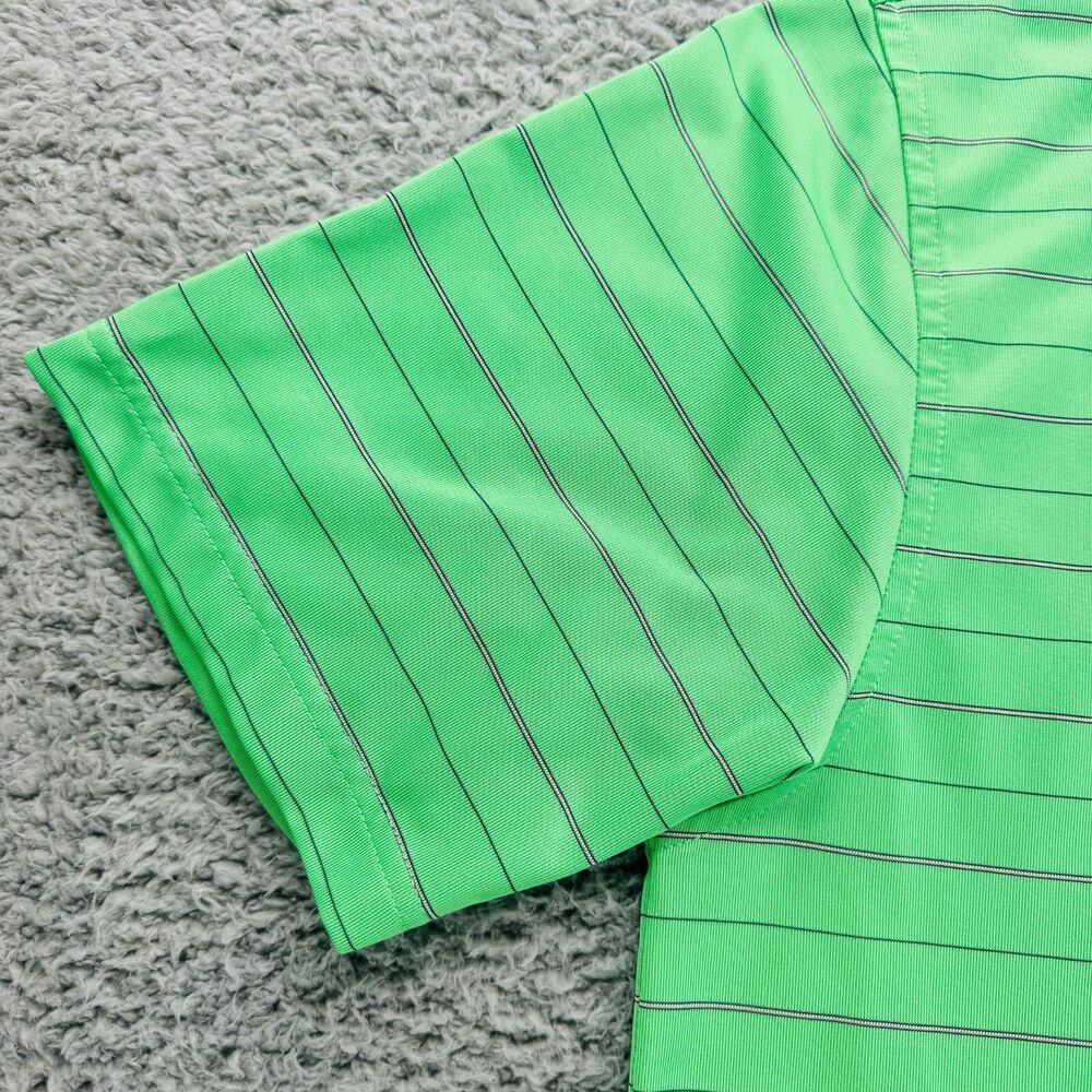 IZOD Golf Polo Shirt Mens M Green Blue Striped Short Sleeve Athletic Outdoor - Picture 4 of 9